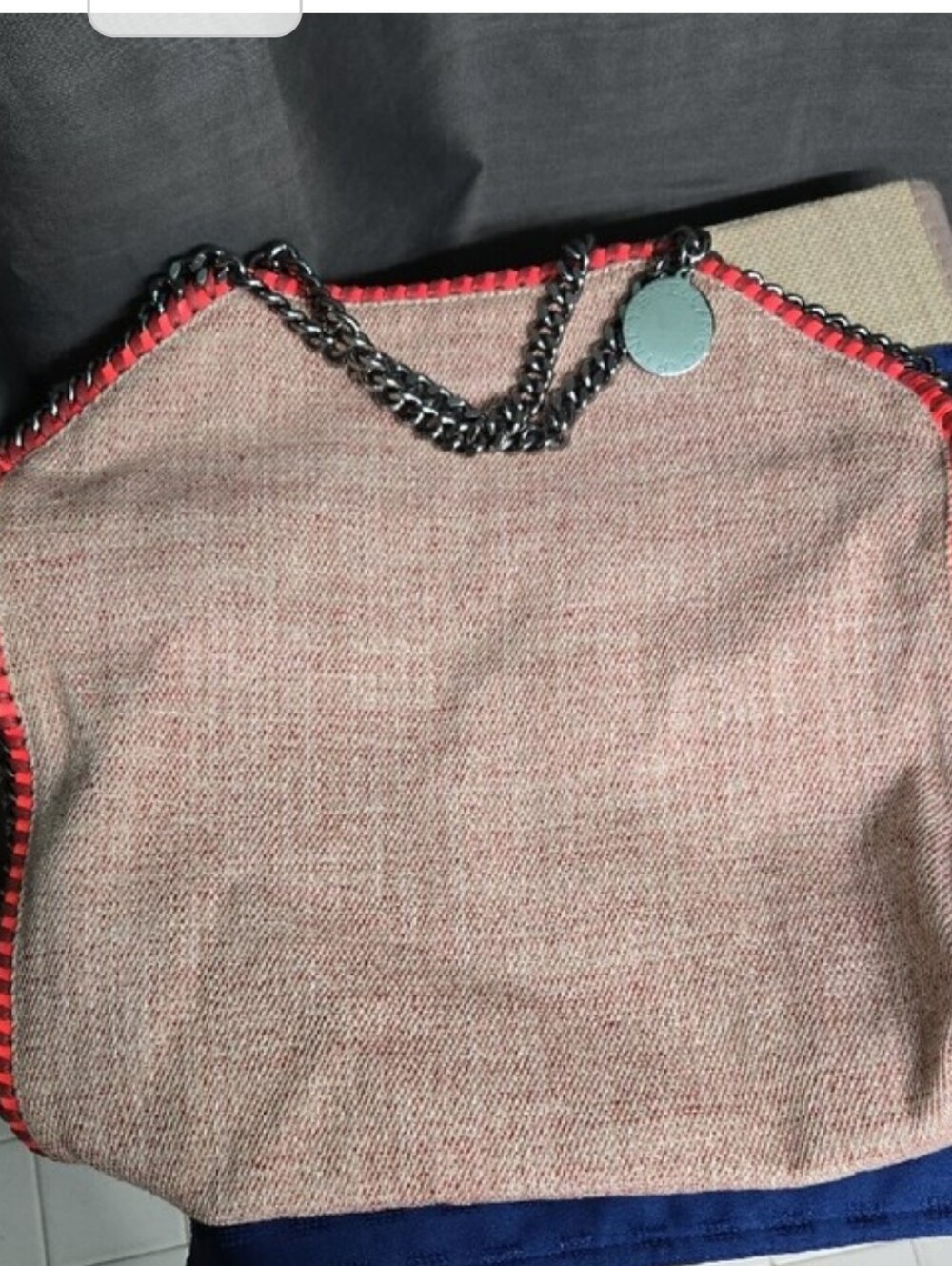 Stella McCartney Large Falabella Pink Tweed Tote with Gunmetal Chain Trim - Picture 14 of 16